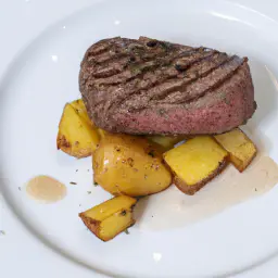 Teaser Image: Rinderfilet mit grünem Pfeffer und Bratkartoffeln